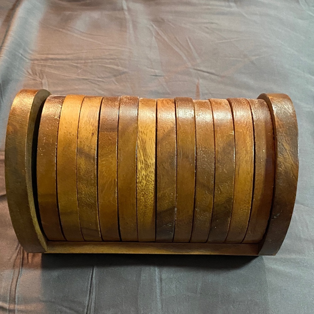 Vintage Wooden Coaster Set